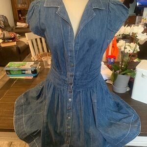 Free People Blue Pleated Mini Dress